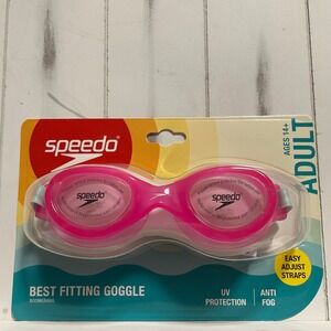 NEW Speedo Boomerang Adult Goggles UV Protection Anti Fog Easy Adjust Strap Pink